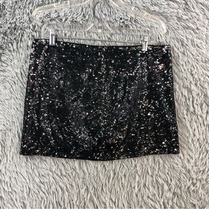 Forever 21 Mini Skirt Womens Large Black Sequin Side Zipper Lined